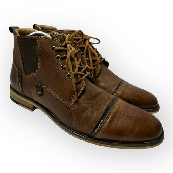 Steve Madden Mens size 7 Jack Chukka Tan Brown Leather Lace Up Dress Boots - Picture 1 of 12